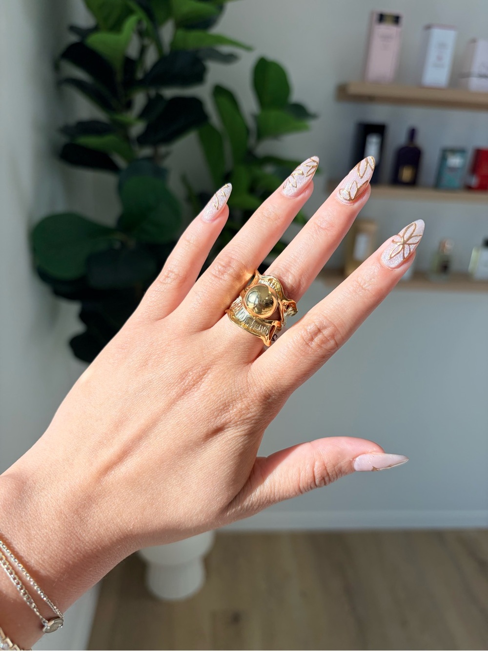 Gold Dome Statement Ring - Women Jewelry (Gold)